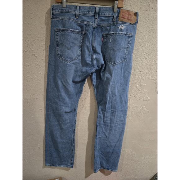 Vintage Levi's 501 Men's Distressed Light Wash Jeans, 90s Button Fly, Size 38x34 - Picture 2 of 10